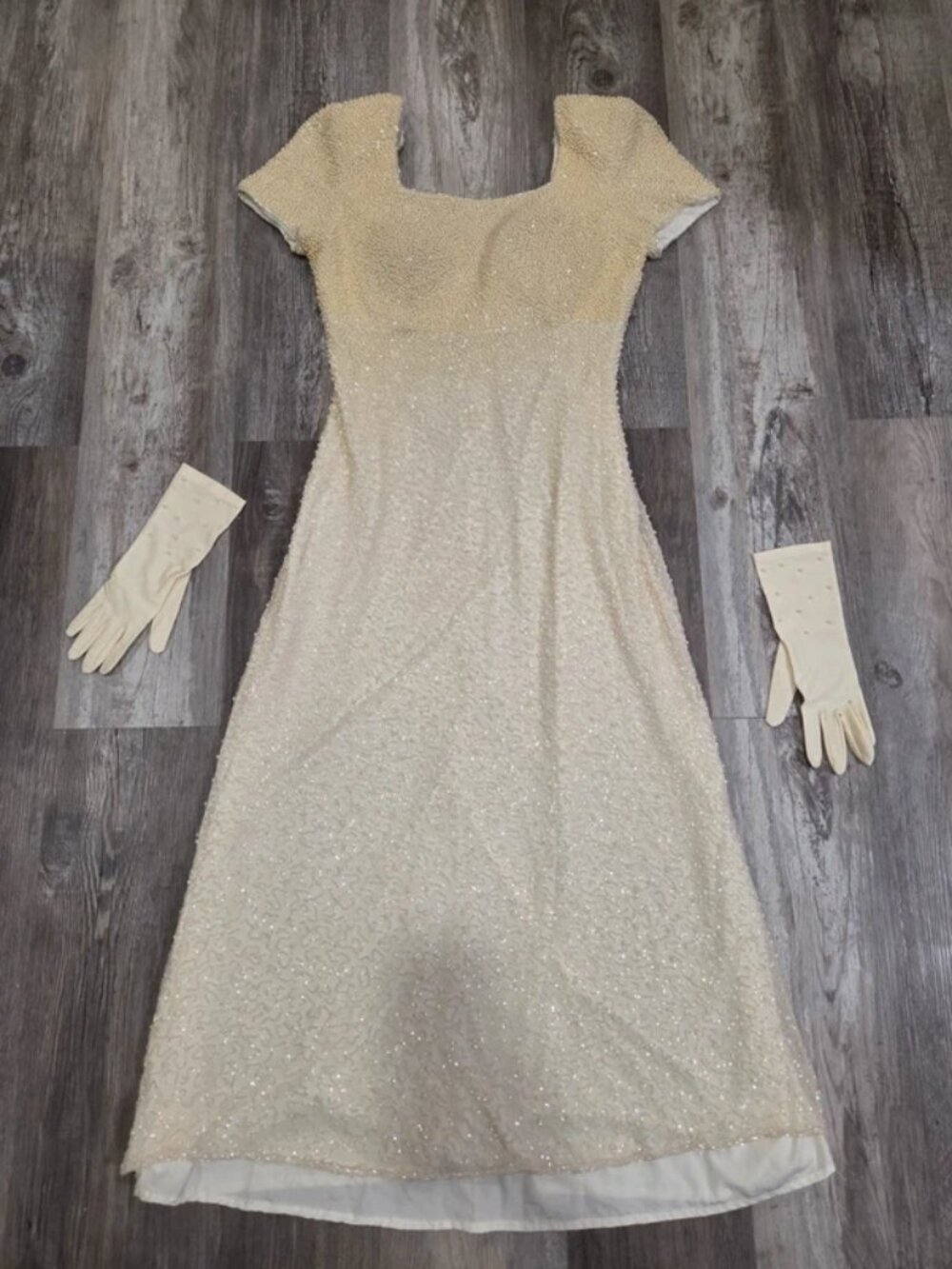 Sean Collection Beaded Dress with Gloves